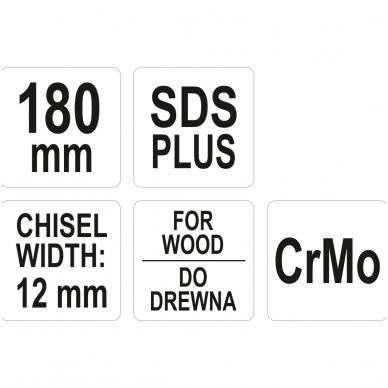 Kaltas medžiui plokščias SDS PLUS - 12 mm 1