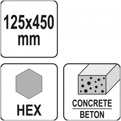 Kaltas plokščias asfaltui ir betonui 125 x 450mm., HEX antgalis 2