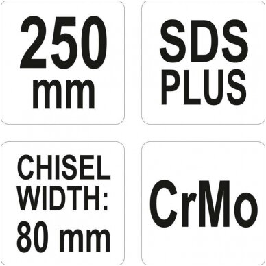 Kaltas plokščias SDS PLUS/CrMo Glazūrai ir tinkui 80mm. plotis 2