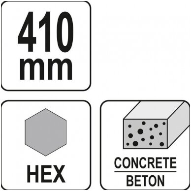 Kaltas smailas aštrus asfaltui ir betonui 410mm., HEX antgalis 2