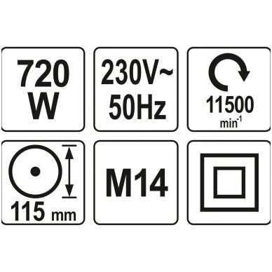 Kampinis šlifuoklis 115mm. 720W 3