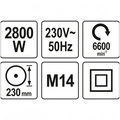 Kampinis šlifuoklis  2800W  230mm. 3