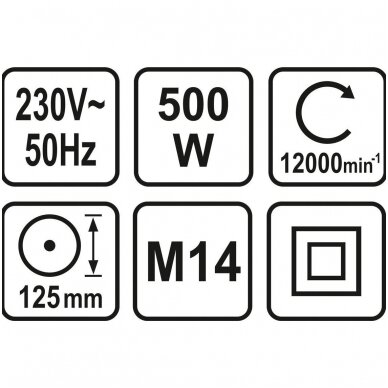 Kampinis šlifuoklis 500W 125mm. 3