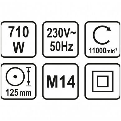 Kampinis šlifuoklis 710W 125mm. 3