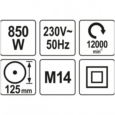 Kampinis šlifuoklis siauras korpusas 850W  125mm. 3