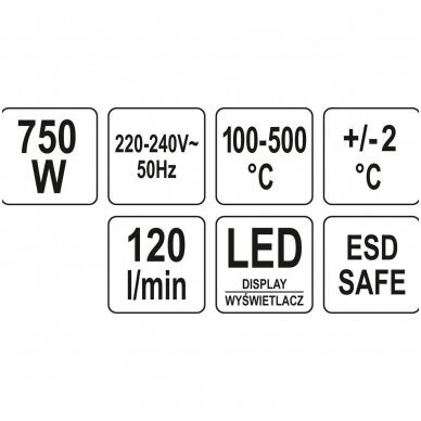 Karšto oro pūtimo stotelė 750W  Led ekranas su aušinimu 5