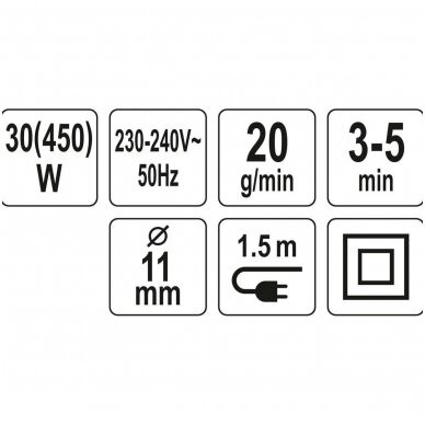 Klijų pistoletas 11mm. 450w 2