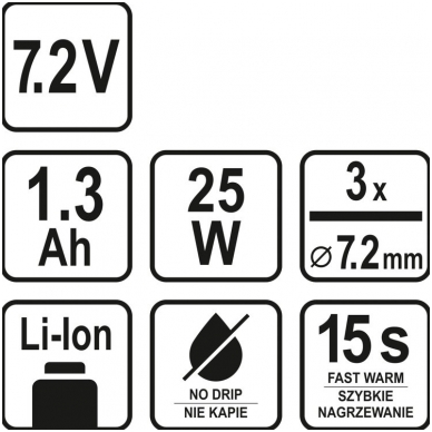 Klijų pistoletas akumuliatorinis 7,2V (15 SEK.) 3