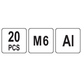 Kniedžių varžtai aliuminis M6 20vnt. 2