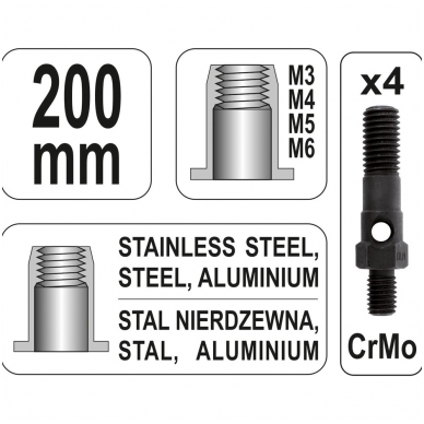 Kniediklis srieginėms kniedėms M3/M4/M5/M6 3