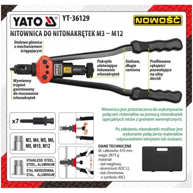 Kniediklis srieginėms kniedėms M3/M4/M5/M6/M8/M10/M12 1