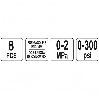 Kompresijos matuoklis benzininis su antgaliais 8vnt. 2