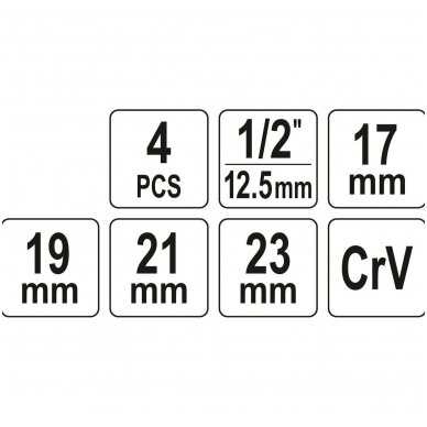 Kryžminis raktas sudedamas 17x19x21x23mm. galvutėmis 2