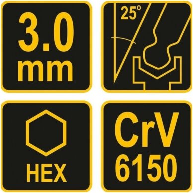 L tipo atsuktuvas HEX su rankena šarnyrinis 3mm. 2