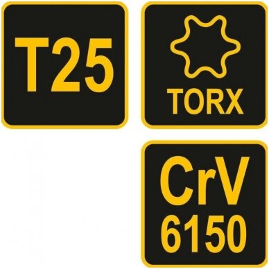 L tipo atsuktuvas su rankena T-Star (Torx) T25 2