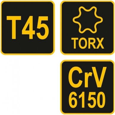 L tipo atsuktuvas su rankena T-Star (Torx) T45 2