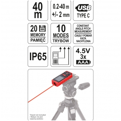 Lazerinis atstumo matuoklis  0,2-40m. 5