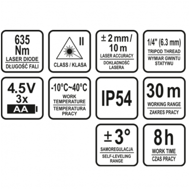 Lazerinis, kryžminis nivelyras, savaime išsilyginantis 4