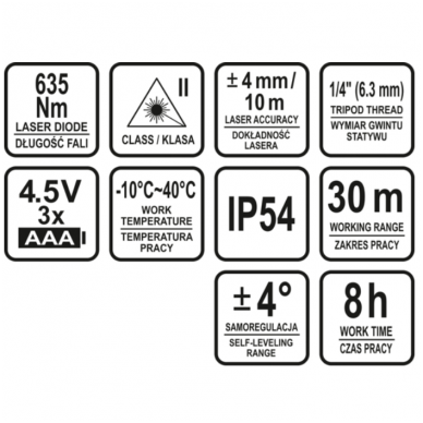 Lazerinis nivelyras, kryžminis, trijų linijų 4