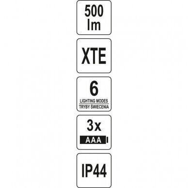 Lempa dedama ant galvos  500LM  70 m  3XAAA, IP44 6