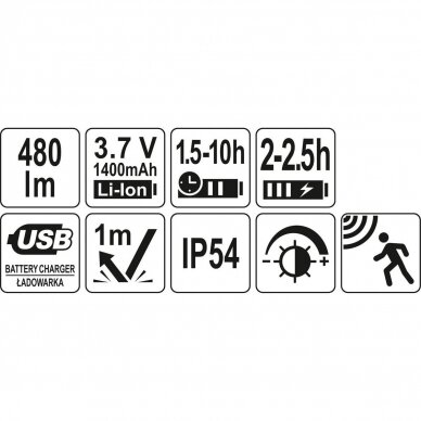 Lempa dedama ant galvos lygus žibinto reguliavimas / judesio daviklis 480LM AKU OSRAM LED 4