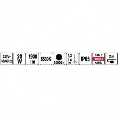 Lempa / prožektorius su stovu SMD LED 20W 1900LM 5