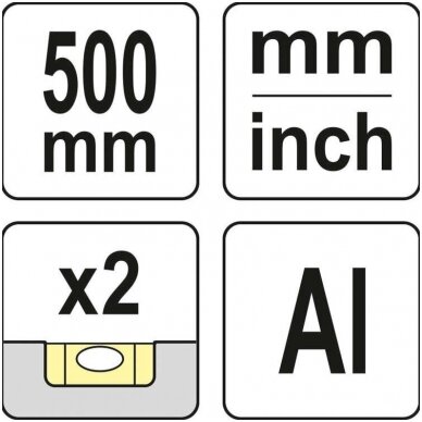 Liniuotė/gulščiukas aliuminė 500mm. 3