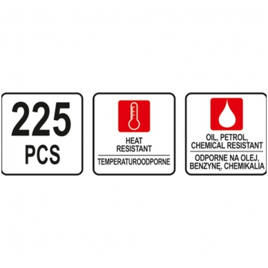 Manžetų komplektas 225vnt. 3-22 mm Ø 2