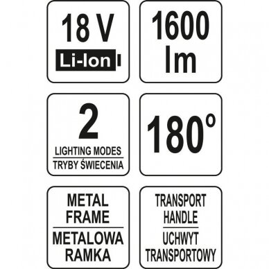 Nešiojamas prožektorius  LED 18V 1600LM 20W 6