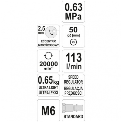 Orinis kampinis šlifuoklis - poliruoklis - 2,5mm - padas 50mm 3