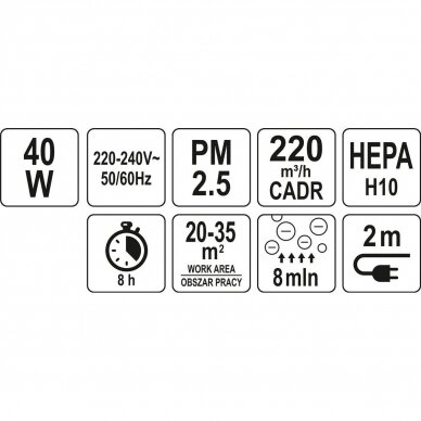 Oro valytuvas galia 40W 220m3/h 7