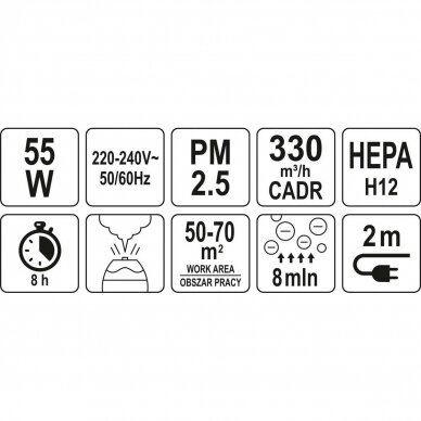 Oro valytuvas galia 55W 330m3/h 6