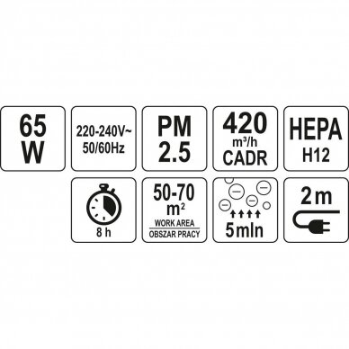 Oro valytuvas galia 65W 420m3/h 7