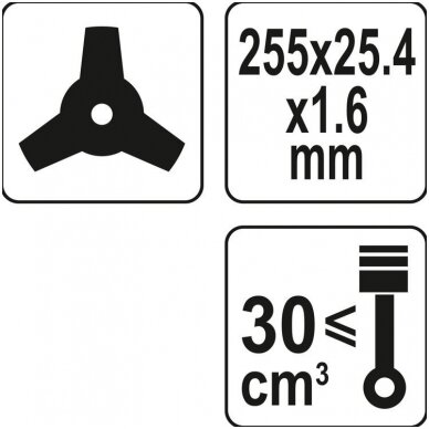 Peilis trimeriui, žoliapjovei, 3T. 25.4 x 255mm. 2