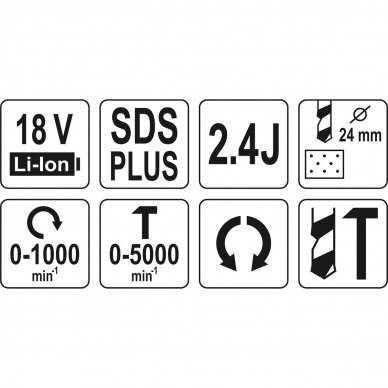 Perforatorius akumuliatorinis SDS+ 18V, Be akumuliatoriaus 2