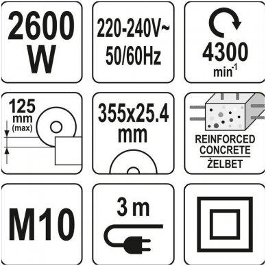 Pjoviklis betonui, silikatams, 2600W 350mm. 4