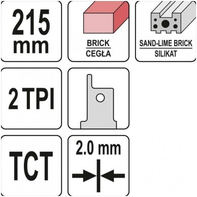 Pjūklas stumdomam siaurapjūkliui briketams / betonui 215mm. 1