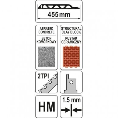 Pjūklas stumdomam siaurapjūkliui briketams/betonui 455mm. 2