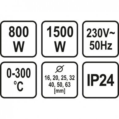 Plastikinių vamzdžių (PVC) suvirinimo aparatas 0-300C. su rinkiniu  9