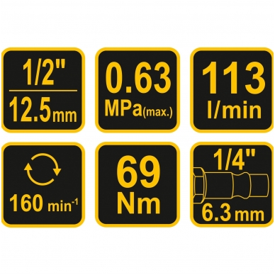 Pneumatinė rankena galvutėms 1/2", 69NM 4