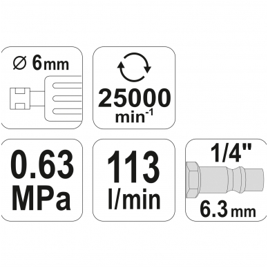 Pneumatinis šlifuoklis 6mm, 25.000 aps/min 4