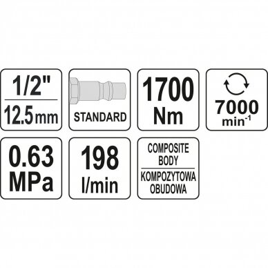 Pneumatinis smūginis veržliasukis 12,5mm. (1/2") 1700Nm. 4