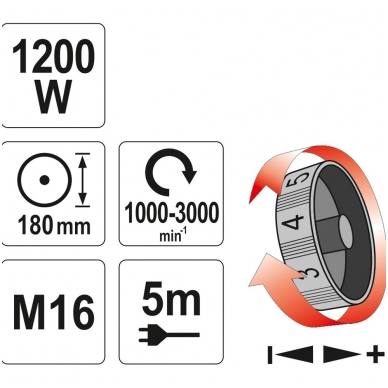 Poliravimo mašinėlė 1200W, 180 mm 6