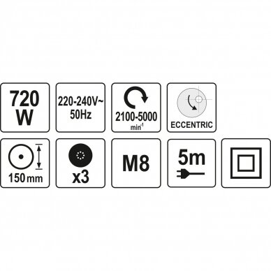 Poliravimo mašinėlė ekscentrinė 720W 150mm. 4