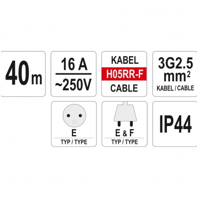 Prailginimo kabelis 3x2,5mm2 (3G2,5mm) 40m 2