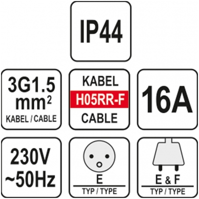 Prailginimo kabelis guminis IP44, 3x1,5mm² 30m. 1