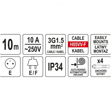 Prailginimo kabelis su automatine rite 10m. + 1m. 2