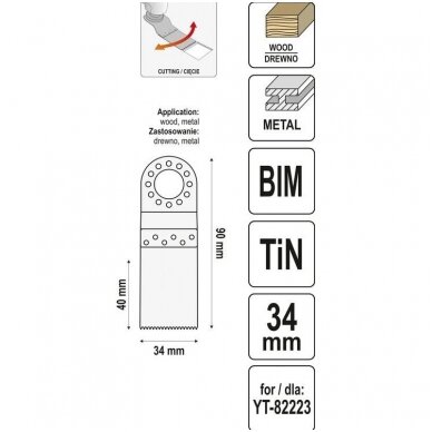 Priedas daugiafunkciniam įrankiui BIM-TIN 90mm.  34mm. 2