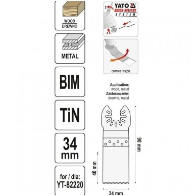 Priedas daugiafunkciniam įrankiui BIM-TIN 90mm. 34mm. 2