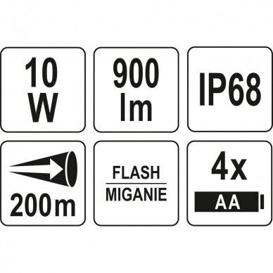 Prožektorius 10W, 900LM, IP68 200M 3